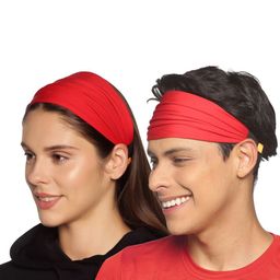 BOLDFIT Pack Of 2 Red Solid Bandana Headbands-image-2