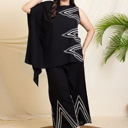 DEEBACO Embellished Round Neck Three-Quarter Sleeves Top With Palazzo-image-24
