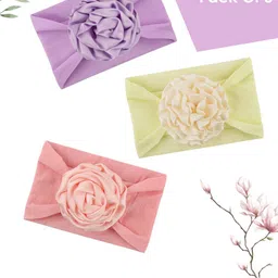 SYGA Infants Girls Set Of 3 Floral Stretchable Headband-15