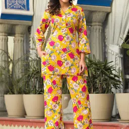 Varanga Floral Printed Pure Cotton Tunic With Trouser Co-Ords-picture-39