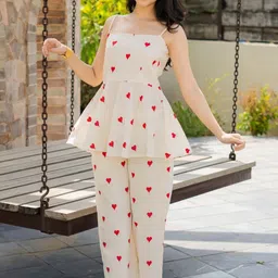 HOUSE OF JAMOTI Printed Linen Shoulder Straps Top With Trousers-picture-13