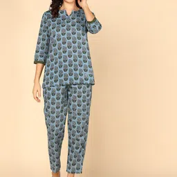 Shiv ali apparels Printed Pure Cotton Top & Trousers Co-Ords-image-10