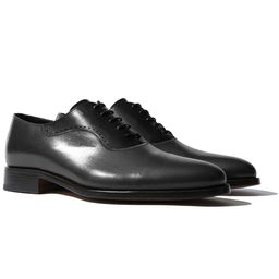 RAPAWALK Grey & Black Handcrafted Standard Width Leather Oxfords-image-103