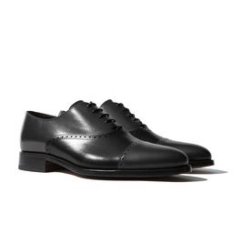Rapawalk Grey & Black Handcrafted Standard Width Leather Oxfords-image-99