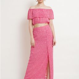 Popwings Off- Shoulder Floral Printed Crop-Top With Skirt-picture-17