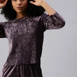 SHOWOFF Women Violet Solid Co-Ords-image-44