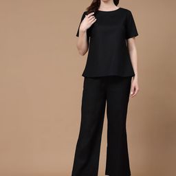 MBeautiful Black Round Neck Top With Trousers-image-33