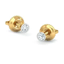 KUBERBOX 18KT Diamond Studded Bezel 8 Cent Gold Stud Earrings- 0.72 gm-38