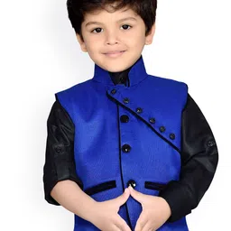 AJ Dezines Boys Blue Solid Nehru Jacket-picture-33
