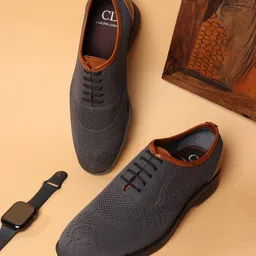 Carlton London Men Grey Perforations Oxfords-image-52