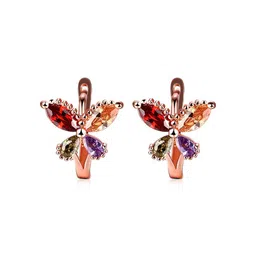 Yellow Chimes Rose Gold-Plated CZ-Studded Contemporary Studs Earring-12