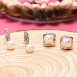 Zaveri Pearls Rose Gold Contemporary Studs-48