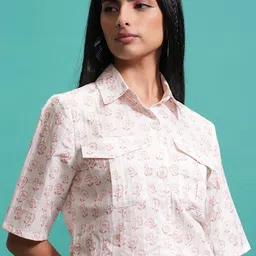 Tokyo Talkies Floral Printed Shirt Collar Shirt With Shorts Co-Ords-image-43