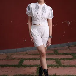 Sands of IndiaEmbroideredPure Cotton Shirt With Shorts Co-Ords-picture-21
