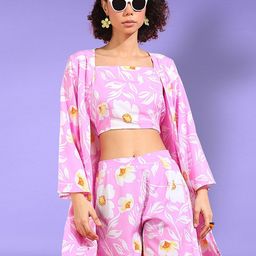Fashfun Floral Printed Top & Shorts With Shrug Co-Ords-71