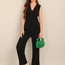 Fashfun V-Neck Sleeveless Shirt With Trouser-37