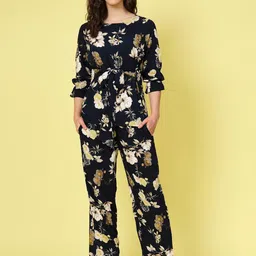 plusS Black & Beige Floral Printed Top With Trouser-picture-11