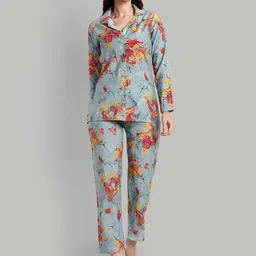 SINGNI Floral Printed Pure Silk Neck Shirt & Trouser-image-11