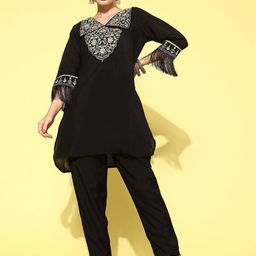 Yufta Floral Embroidered Top And Trouser Co-Ords-image-48