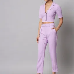 Beatnik Lapel Collar Short Sleeve Crop Top & Trouser-picture-31