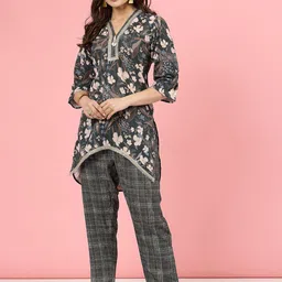 Clora Creation Floral Printed Tunic with Trouser image 1