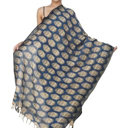 Exotic India Buddha Heads Kalamkari Printed Dupatta-image-4