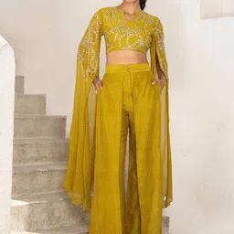 Pallavi Jaipur Embroidered Crop Top With Palazzos-image-44