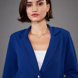SASSAFRAS worklyf Royal Blue Front Button Blazer With Trousers image 4