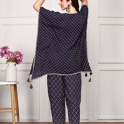 Ishin Embellished Bandhani Printed Kaftan Top with Hand Tassels Paired With Trouser image 4