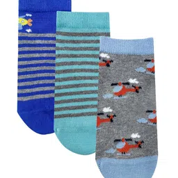 Mint & Oak Kids Pack Of 3 Patterned Ankle-Length Socks-image-93