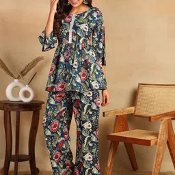mokshi Printed Round-Neck Tunic With Trouser Co-Ords image 3
