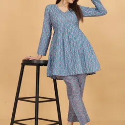 CHANSI Floral Printed A-Line Kurta Set image 4
