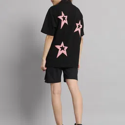 GRIFFEL Typography Printed Cuban Collar Pure Cotton Shirt With Shorts image 5