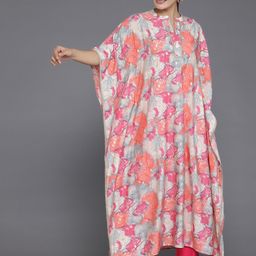 Libas Floral Printed Mandarin Collar Kaftan Tunic & Flared Palazzos image 4