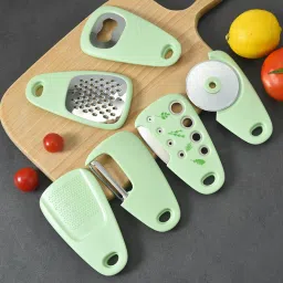 6 Pcs Set of Cheese/Potato Grater, Peeler, Grinder, Bottle Opener, Pizza Cutter Kitchen Tool Set-image-1