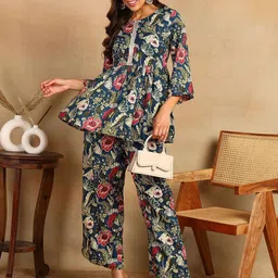 mokshi Printed Round-Neck Tunic With Trouser Co-Ords image 5