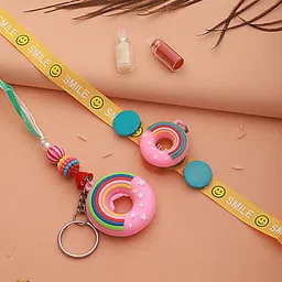 Jazz and Sizzle Kids Set of 2 Donut Key Chain Designer Rakhi With Roli & Chawal image 2