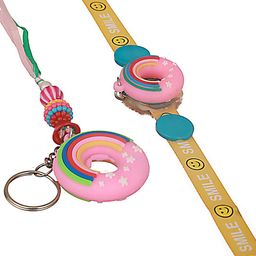 Jazz and Sizzle Kids Set of 2 Donut Key Chain Designer Rakhi With Roli & Chawal image 4