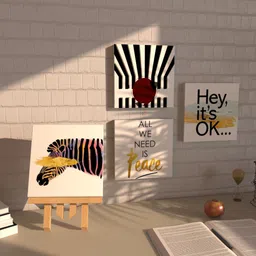 Art Street Set Of 4 Printed Canvas Wall Art With1 Canvas Stand-46
