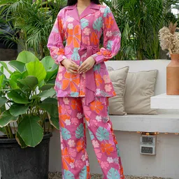 WEAVLLITE Floral Printed Sequinned Shirt & Trousers Co-Ords Set-image-29