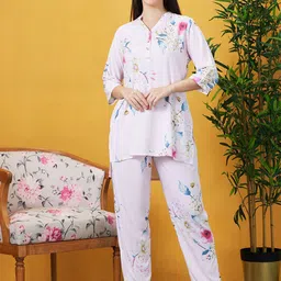 AV2 Printed Mandarin Collar Tunic With Trousers-image-36