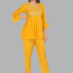 MARISY Floral Embroidered Tunic With Trouser Co-Ords Set-picture-4