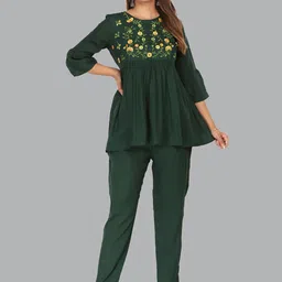 MARISY Floral Embroidered Tunic With Trouser Co-Ords Set-picture-3
