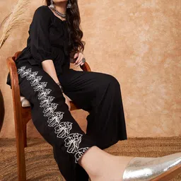 Sangria Embroidered Top With Palazzo Co-Ords-image-28