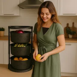 4 Layer ABS Rotating Kitchen Trolley with Wheel/Multipurpose Storage Rack Plastic Kitchen Trolley-image-74