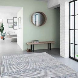 ddecor Dark Blue Stripes Polypropylene 4 ft x 6 ft Machine Made Carpet-picture-18
