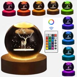 3D Night Table Study Lamp With Wooden Base & USB Cable Switch, Party Decoration Night Lamp-image-25
