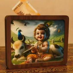 Wooden Money Saving Box | Kanha ji | Coin box for saving Coin Bank-image-50