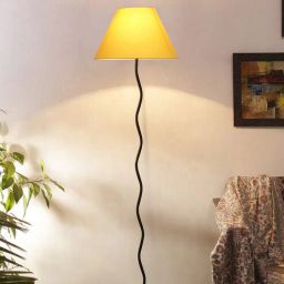 Mendeleev Yellow Cottan Fabric Shade Club Floor Lamp With Iron Base By New Era-picture-8