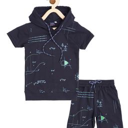 CAVIO Boys Printed Pure Cotton Hooded T-shirt With Shorts-48